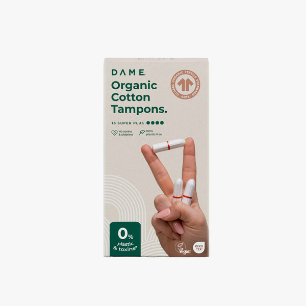 DAME. | Organic Non-Applicator Tampons - Super Plus 16 Pack