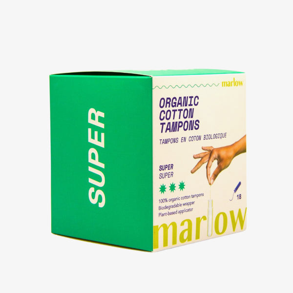 Marlow | Super Organic Cotton Tampons - 18 Pack