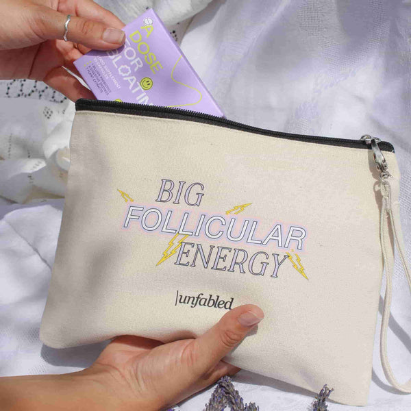 Unfabled | 'Big Follicular Energy' Cotton Zip Bag